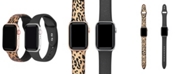 Posh Tech Men's and Women's Rose Gold Tone Cheetah and Black Glitter 2 Piece Silicone Band for Apple Watch 42mm